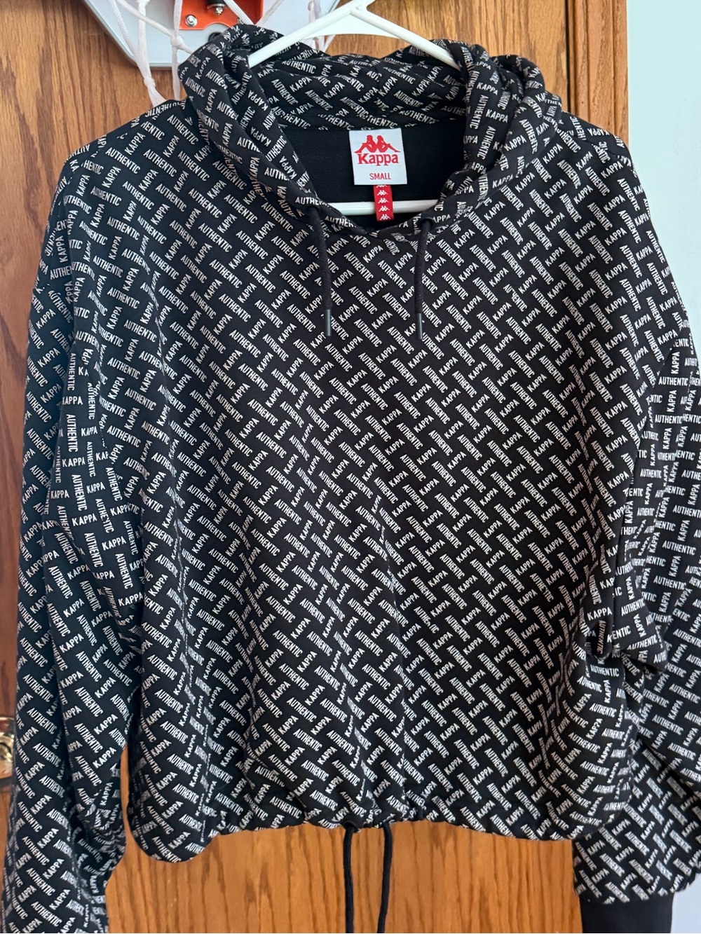 Kappa Black All-Over Logo printed hoodie